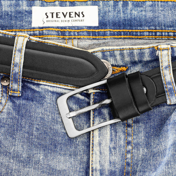 Vyriškas odinis diržas Stevens, juodas D28