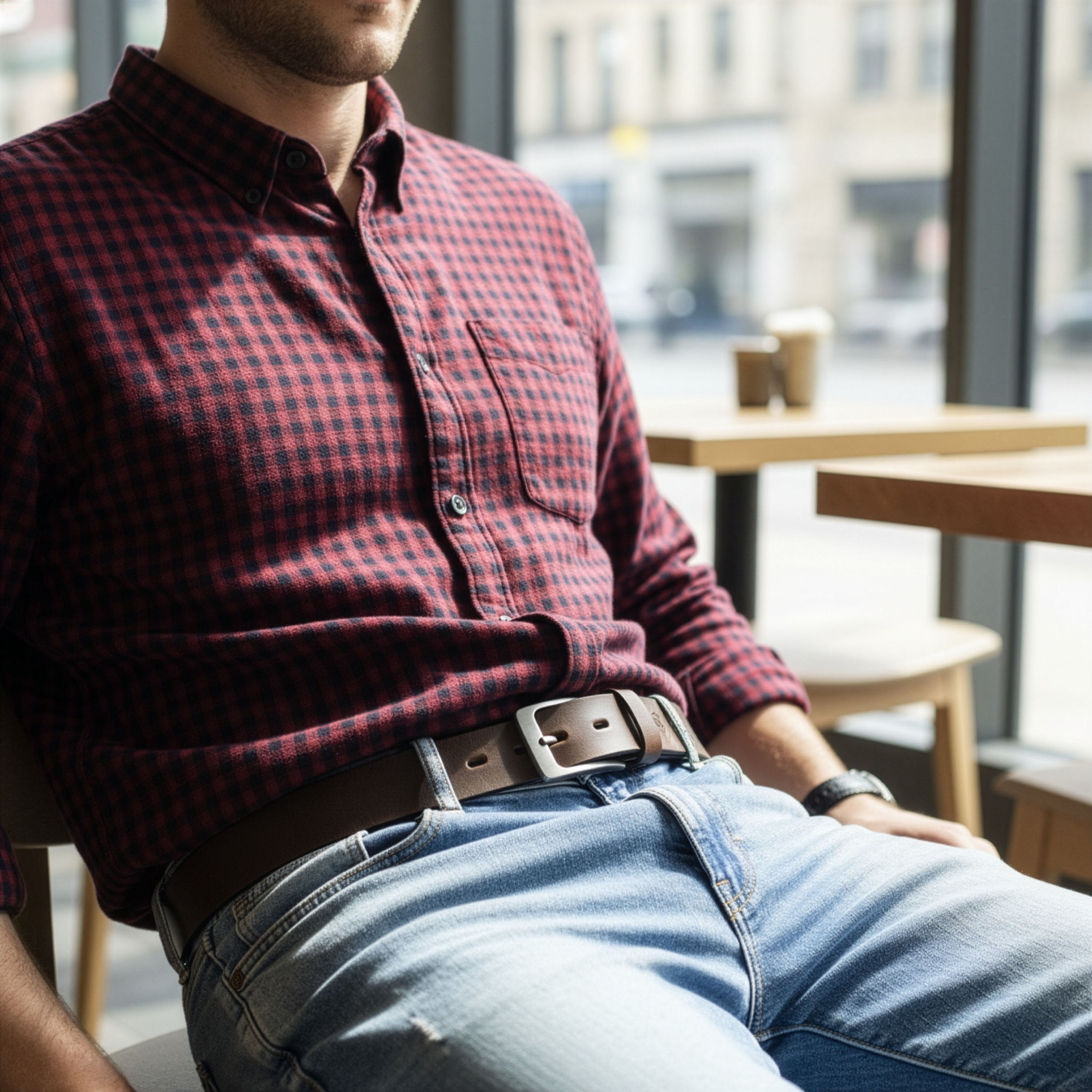 Vyriškas odinis diržas STEVENS tamsiai rudas D41