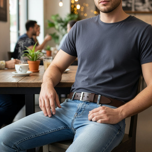 Vyriškas odinis diržas STEVENS rudas D43