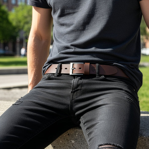 Vyriškas odinis diržas STEVENS rudas D43