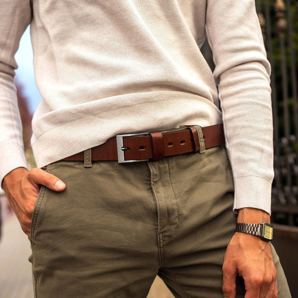 Vyriškas odinis diržas STEVENS rudas D43