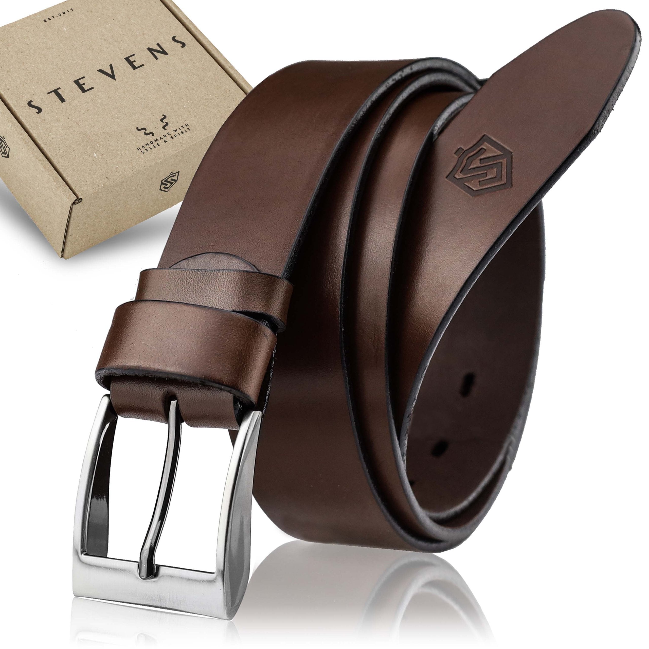 Vyriškas odinis diržas STEVENS rudas D43