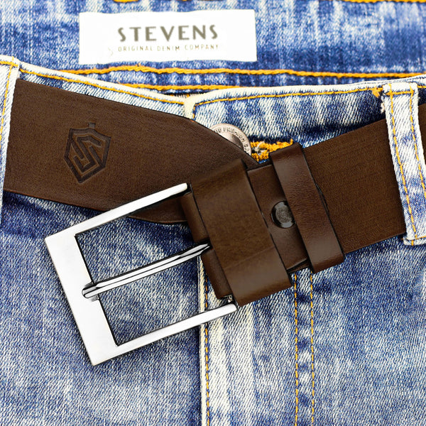 Vyriškas odinis diržas STEVENS rudas D43