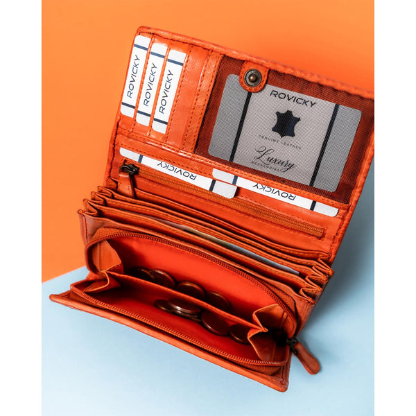 Rovicky moteriška odinė piniginė su 3D tekstūra ir RFID apsauga, juoda ST11