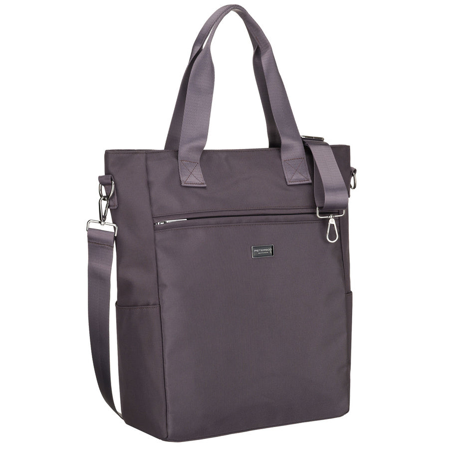 Pilka moteriška „Peterson“ shopper rankinė su rankenomis ir nuimamu dirželiu, užsegama užtrauktuku P31