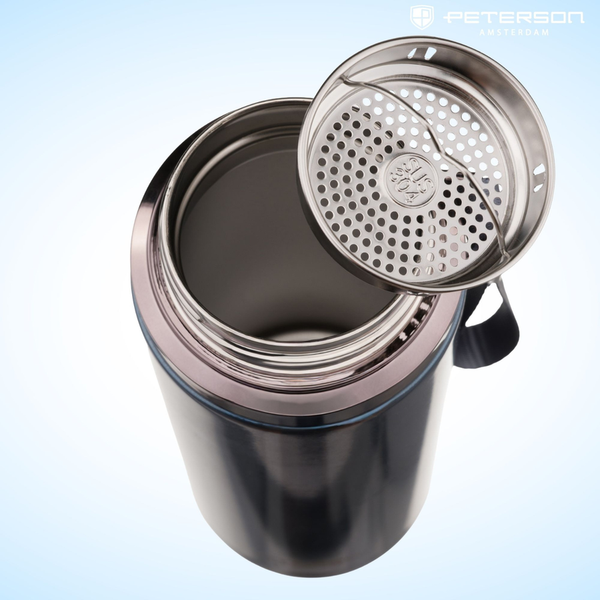 „Peterson“ nerūdijančio plieno termosas karštiems ir šaltiems gėrimams, 750 ml, tamsiai mėlynas D86