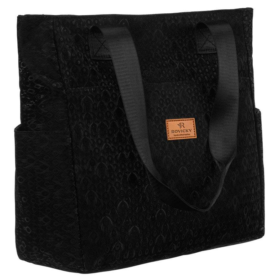 Juoda medžiaginė moteriška „Rovicky“ shopper tipo rankinė RP40
