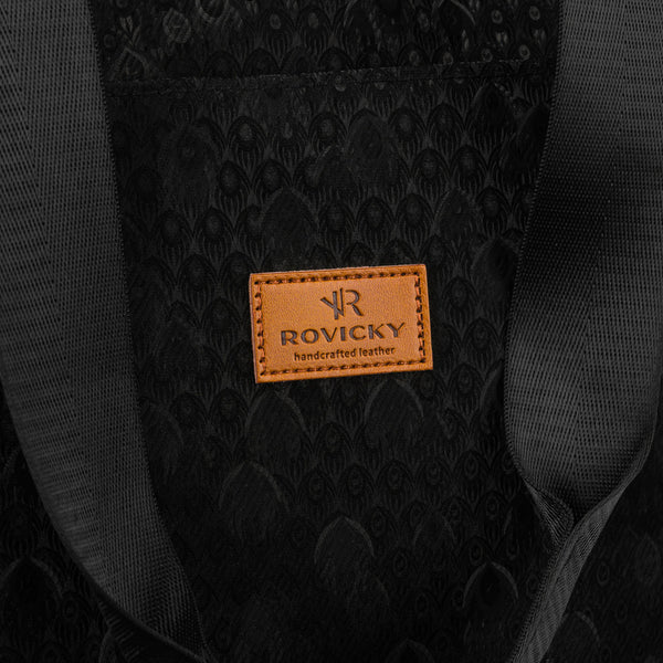 Juoda medžiaginė moteriška „Rovicky“ shopper tipo rankinė RP40