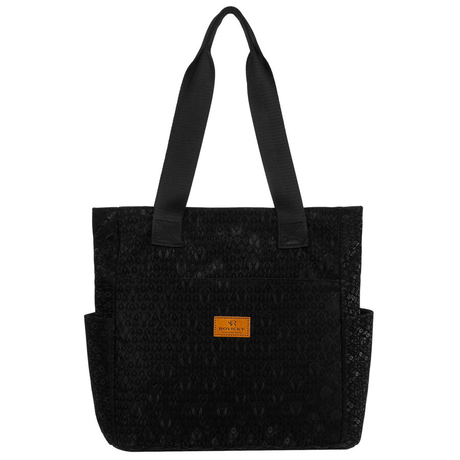 Juoda medžiaginė moteriška „Rovicky“ shopper tipo rankinė RP40