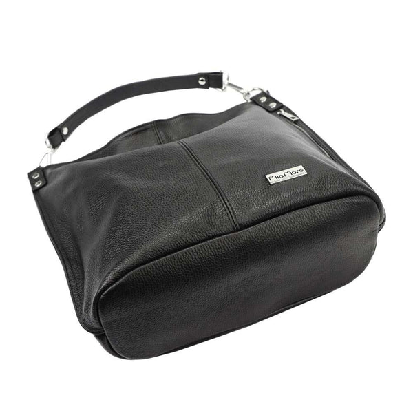 Moteriška odinė rankinė MiaMore 01-053, juoda, talpi A4