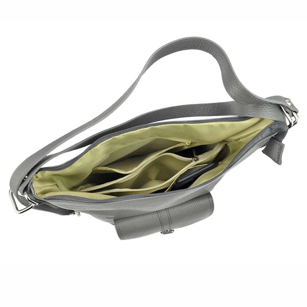 Moteriška odinė rankinė Patrizia 19-001, tamsiai mėlyna, didelė, A4 formatui