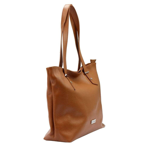 Moteriška didelė odinė rankinė MiaMore 01-058, tamsiai ruda