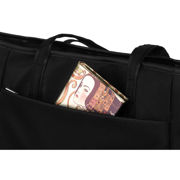 „Peterson“ moteriška shopper tipo rankinė nešiojamam kompiuteriui su rankenomis, juoda, dirbtinė oda RM7