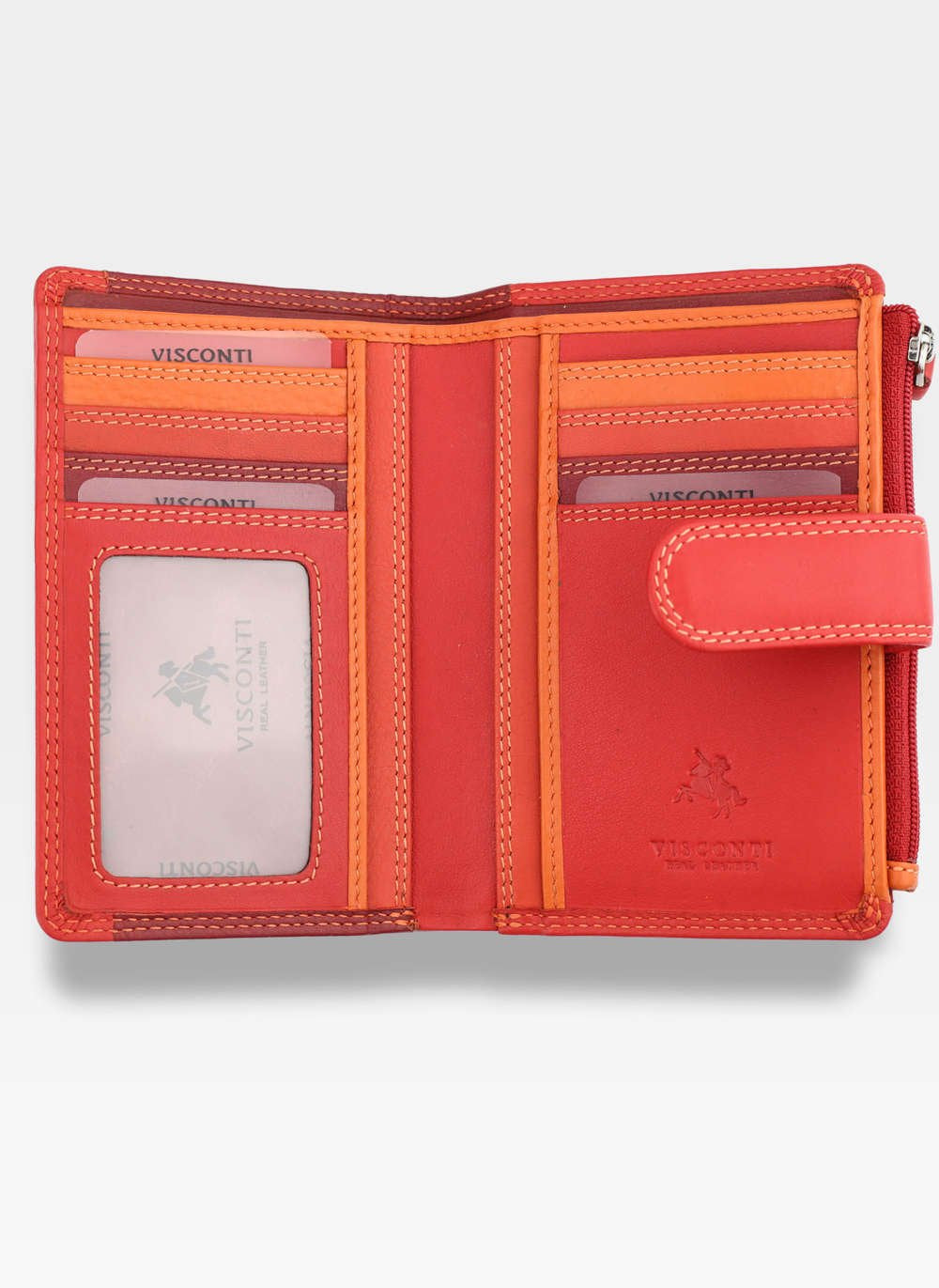 Natūralios odos piniginė moterims Visconti RB-97, raudona N18
