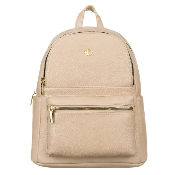 Patogi smėlio spalvos moteriška kuprinė „Rovicky“ su auksiniais užtrauktukais K42