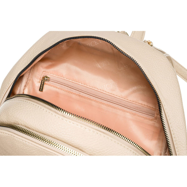 Patogi smėlio spalvos moteriška kuprinė „Rovicky“ su auksiniais užtrauktukais K42