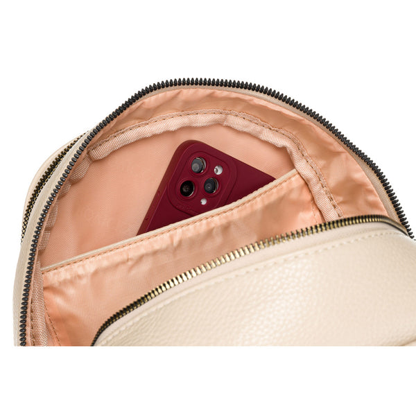 Patogi smėlio spalvos moteriška kuprinė „Rovicky“ su auksiniais užtrauktukais K42