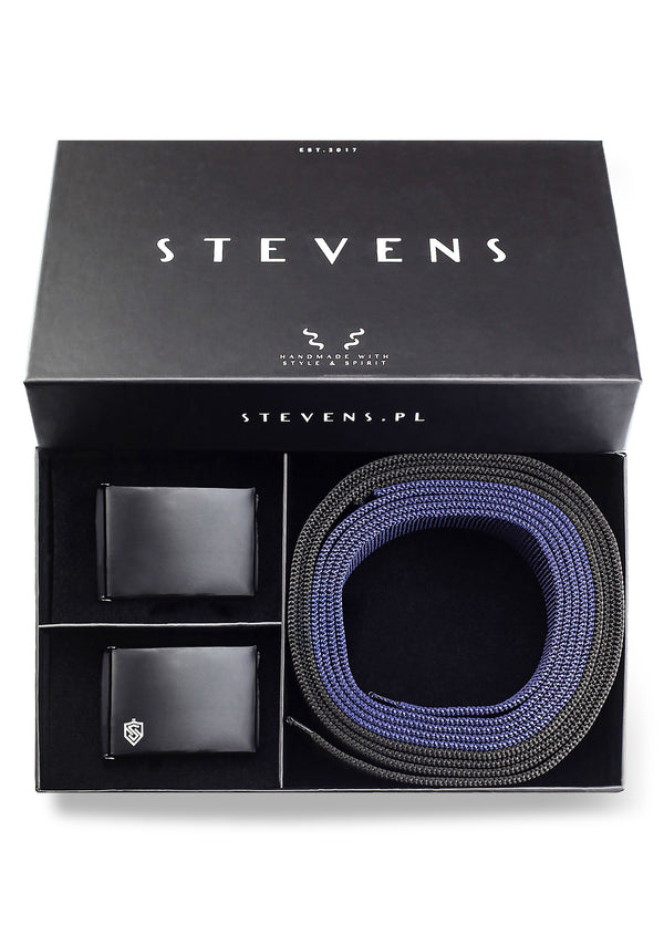 Vyriškų diržų rinkinys Stevens, juoda ir tamsiai mėlyna