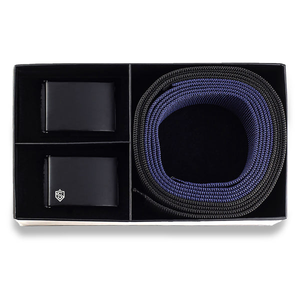 Vyriškų diržų rinkinys Stevens, juoda ir tamsiai mėlyna