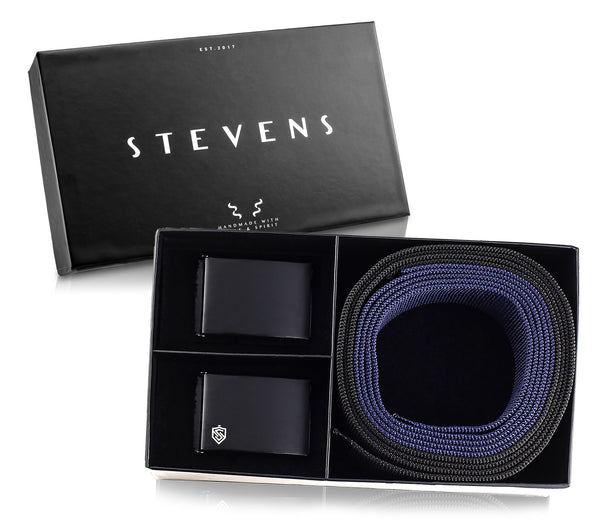 Vyriškų diržų rinkinys Stevens, juoda ir tamsiai mėlyna