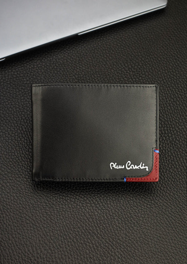 Vyriškas rinkinys Pierre Cardin: odinė piniginė ir dvipusis diržas, juodas/rudas 75T8806BR