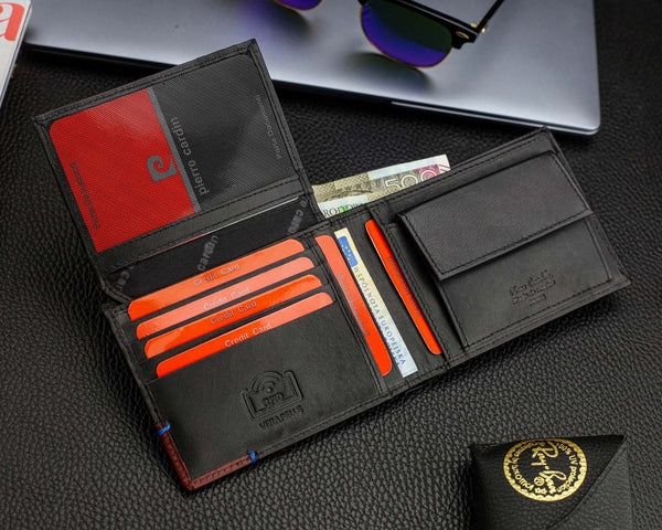 Vyriškas rinkinys Pierre Cardin: odinė piniginė ir dvipusis diržas, juodas/rudas 75T8806BR