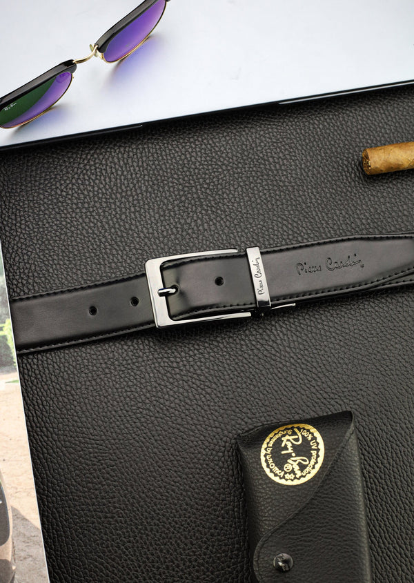 Dovanų rinkinys vyrams: odinė piniginė Pierre Cardin RFID, odinis diržas 75TILAK8806