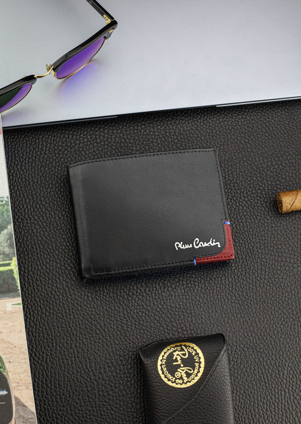 Dovanų rinkinys vyrams: odinė piniginė Pierre Cardin RFID, odinis diržas 75TILAK8806