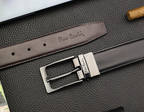 Dovanų rinkinys vyrams: odinė piniginė Pierre Cardin RFID, odinis diržas 75TILAK8806BL