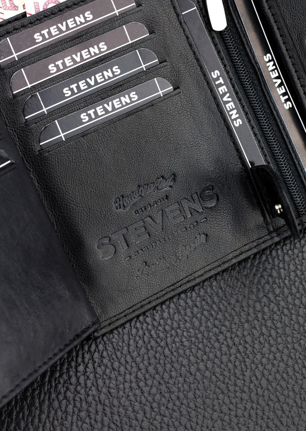Dovanų komplektas vyrui – STEVENS odinė piniginė su RFID apsauga, išgyvenimo kortelė ir dovanų maišelis 326A