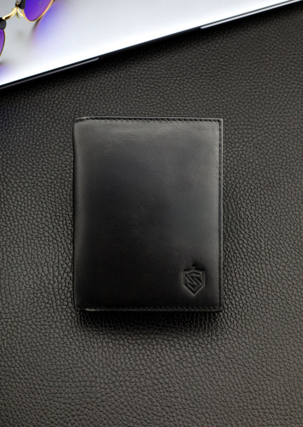 Dovanų komplektas vyrui – STEVENS odinė piniginė su RFID apsauga, išgyvenimo kortelė ir dovanų maišelis 326