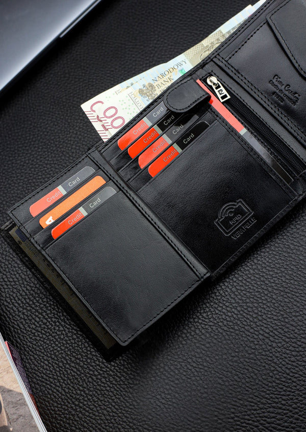 Dovanų rinkinys vyrams: odinė piniginė Pierre Cardin RFID ir diržas Stevens 623206