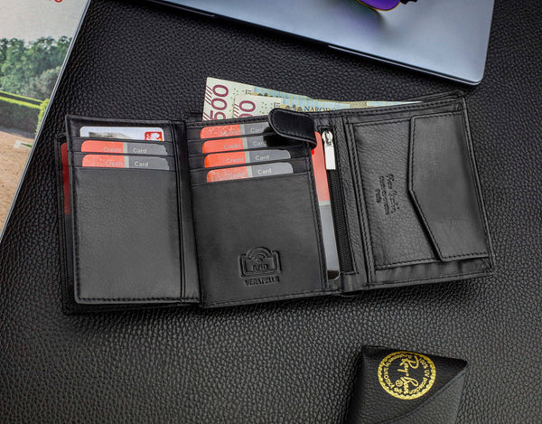 Dovanų rinkinys vyrams: odinė piniginė Pierre Cardin RFID ir diržas Stevens 623206