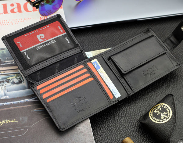 Dovanų rinkinys vyrams: odinė piniginė Pierre Cardin RFID ir diržas Stevens A6088206