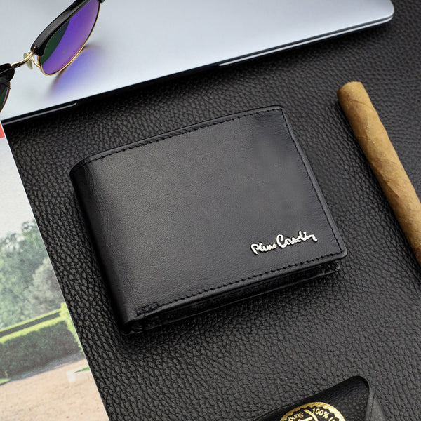 Dovanų rinkinys vyrams: odinė piniginė Pierre Cardin RFID ir diržas Stevens 6088206