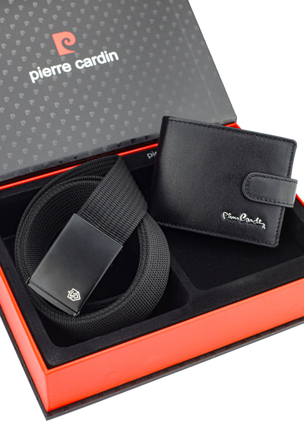 Dovanų rinkinys vyrams: odinė piniginė Pierre Cardin RFID ir diržas Stevens A423206 N523