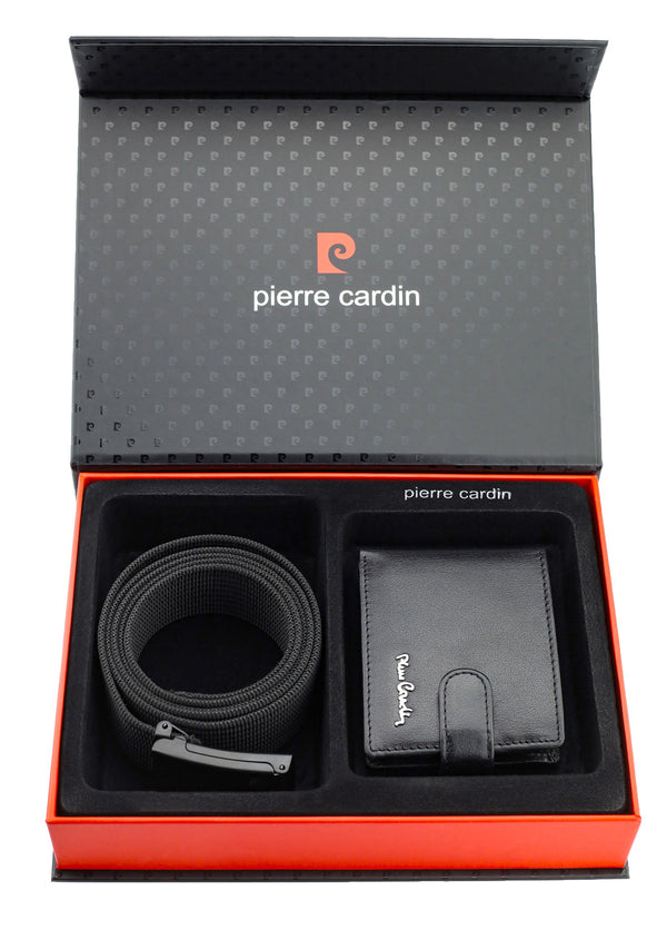 Dovanų rinkinys vyrams: odinė piniginė Pierre Cardin RFID ir diržas Stevens A423206 N523