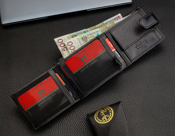 Dovanų rinkinys vyrams: odinė piniginė Pierre Cardin RFID ir diržas STEVENS A323206 N526