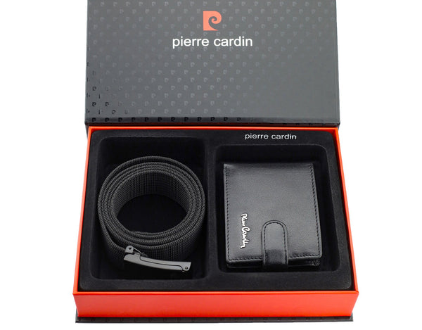 Dovanų rinkinys vyrams: odinė piniginė Pierre Cardin RFID ir diržas STEVENS A323206 N526