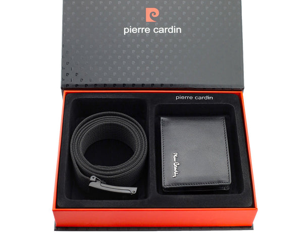 Dovanų rinkinys vyrams: odinė piniginė Pierre Cardin RFID ir diržas Stevens 6088206 N525
