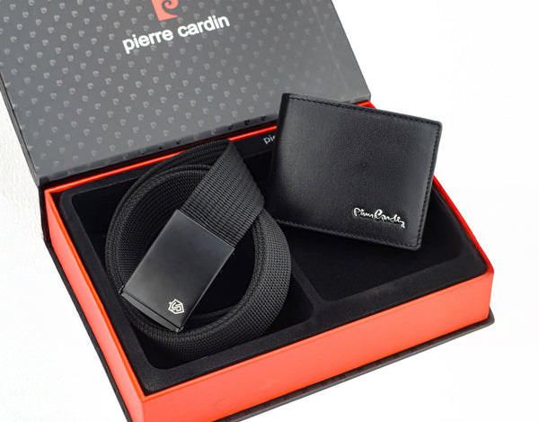 Dovanų rinkinys vyrams: odinė piniginė Pierre Cardin RFID ir diržas Stevens 6088206 N525