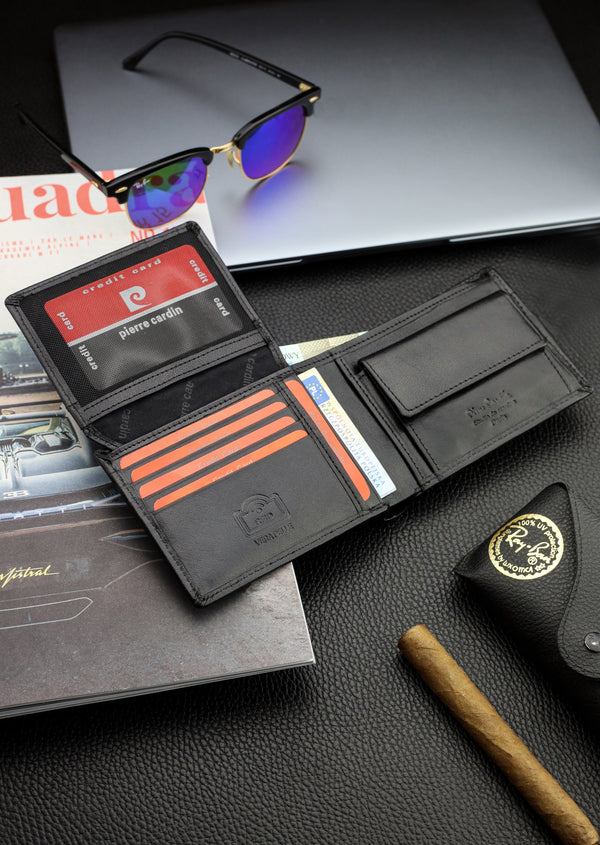 Dovanų rinkinys vyrams: odinė piniginė Pierre Cardin RFID ir diržas Stevens 6088206 N525