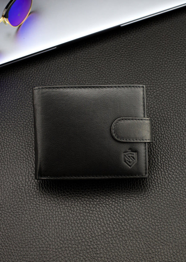 Dovanų komplektas vyrui – STEVENS odinė piniginė su RFID apsauga, išgyvenimo kortelė ir dovanų maišelis 325A