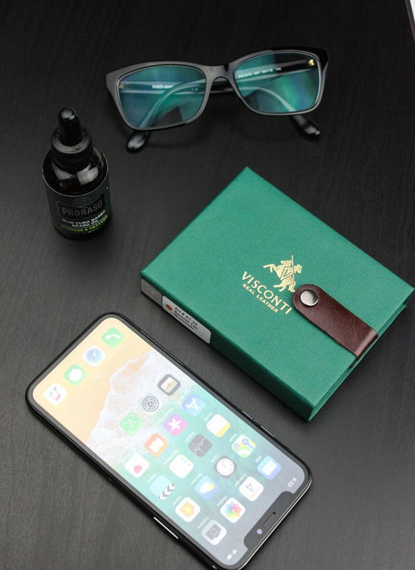 Natūralios odos kortelių dėklas vyrams Visconti, rudas S1031