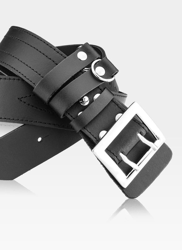 Vyriškas odinis diržas Stevens Army, juodas D39