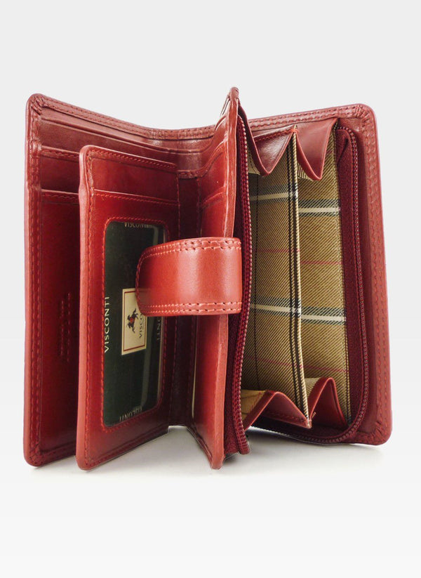 Moteriška odinė piniginė Visconti MZ11 red, raudona D1841
