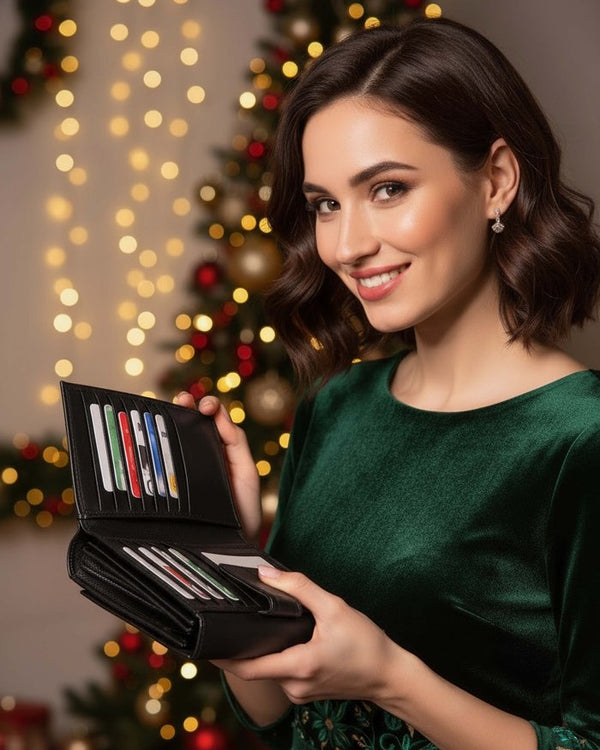 Moteriška odinė pinigine Stevens P37B, juoda D1905