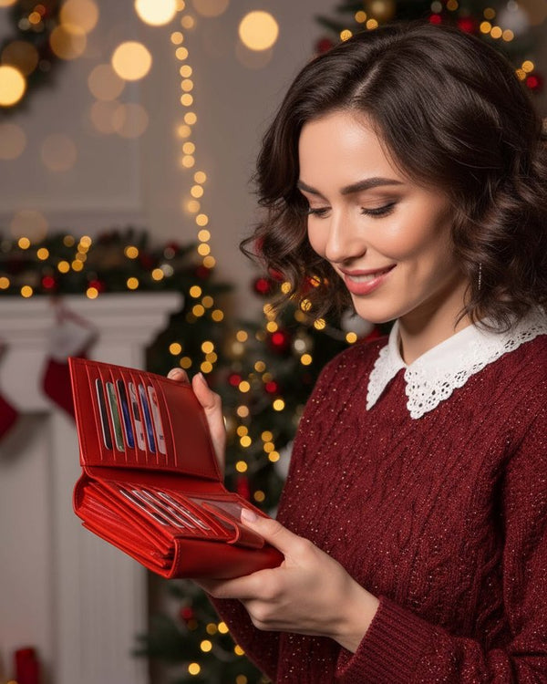 Moteriška odinė piniginė „STEVENS“ Z03-210 raudona su RFID apsauga D1810