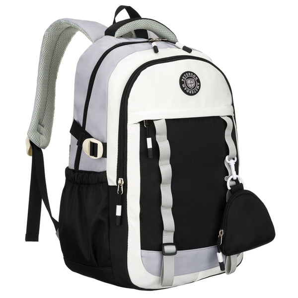 Vidutinė kuprinė unisex Peterson, balta ir juoda