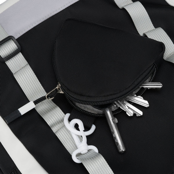 Vidutinė kuprinė unisex Peterson, balta ir juoda